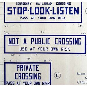 1966 Railroad Bangor Aroostook Crossing Sign Types Blueprint K7 Trains DWDD12